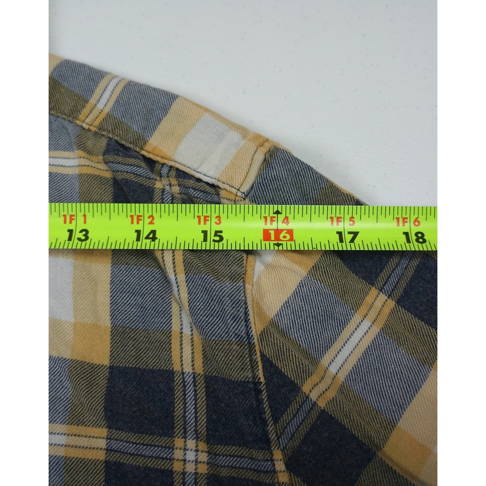 Natural Reflections Flannel Shirt Navy Blue Yellow Plaid Button Down XL Womens - Picture 5 of 10